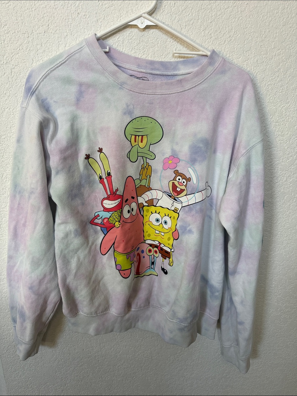 SpongeBob SquarePants Pastel Tie-Dye Pullover - Yellow, Pink, Blue